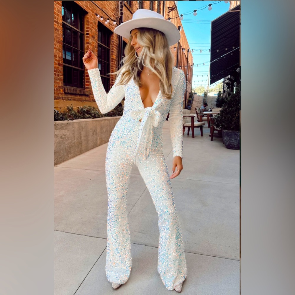 Brand new with tags Show Me Your MuMu Martina white sequin jumpsuit.